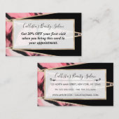 ピンク絵を描大理石ブラックジオメトリック三角形 割引カード (正面/裏面)