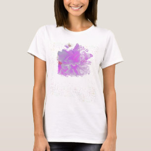 *~*ピンク絵を描牡丹の蝶AR3女性 Tシャツ