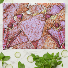 ピンク絵を描薄紫火山岩スケッチ キッチンタオル