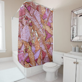 ピンク絵を描薄紫火山岩スケッチ シャワーカーテン