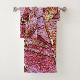 ピンク絵を描薄紫火山岩スケッチ バスタオルセット