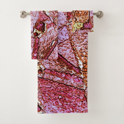 ピンク絵を描薄紫火山岩スケッチ バスタオルセット (インサイチュ)