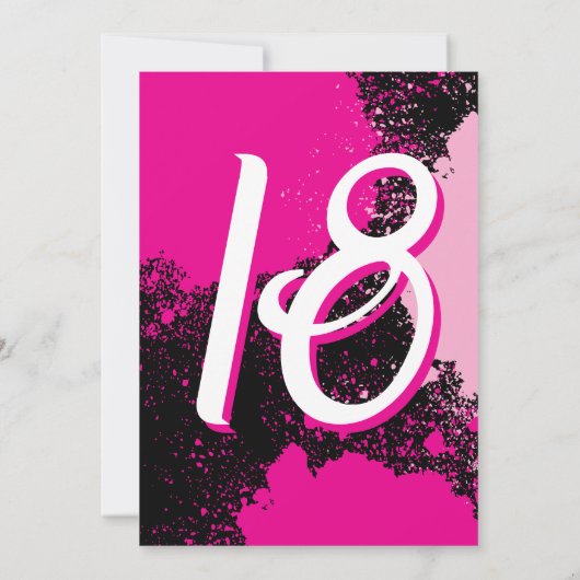 ピンク絵を描（ばちゃばちゃ）跳ねるフォト18誕生日招待状 招待状 (裏面)