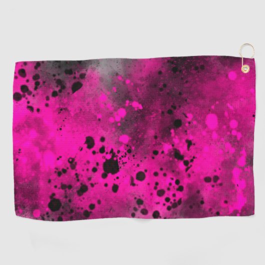 ピンク絵を描(ばちゃばちゃ)跳ねる ゴルフタオル (横)