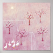 ピンク絵画の風景 ポスター (正面)