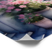 ピンク絵画フラワーショップパリ5:4 ポスター (角)