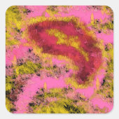 ピンク絵画レッドBlack aの水色の誕生日 スクエアシール (正面)