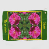 ピンク絵画ローズ抽象芸術パーソナライズされた花 ゴルフタオル (横)