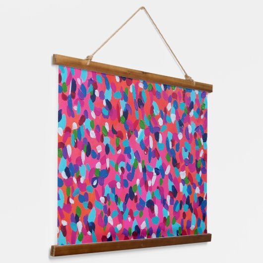 ピンク絵画抽象芸術 吊り下げ型タペストリー (傾斜あり)