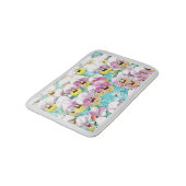 ピンク絵画色の白パンジー バスマット (アングル)