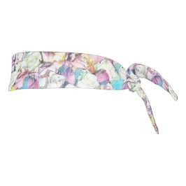 ピンク絵画、黄色、白のバラ タイヘッドバンド