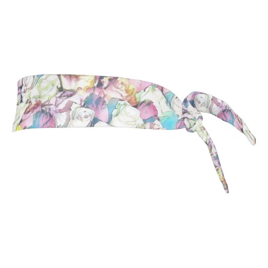 ピンク絵画、黄色、白のバラ タイヘッドバンド (回転90)