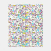 ピンク絵画、黄色、白のバラ フリースブランケット (正面)