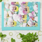 ピンク絵画、黄色、白パンの水色 キッチンタオル (折り畳み)