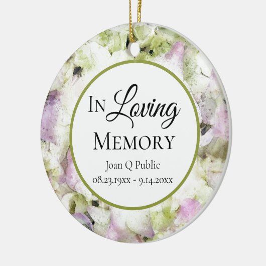 ピンク緑あじさい水彩記念記念お酒 セラミックオーナメント (左)