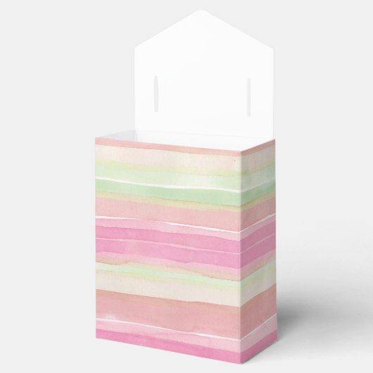 ピンク緑の水彩ストライプギフトボックス フェイバーボックス (オープン)