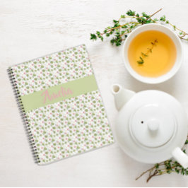 ピンク緑の水彩花手帳 ノートブック