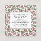 ピンク緑の水色のフローラパイナップルパターン スクエア名刺 (裏面)