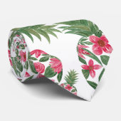 ピンク緑の水色のフローラパイナップルパターン ネクタイ (ロール)
