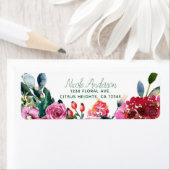 ピンク緑の水色の花ヴィンテージフローラシック ラベル (インサイチュ)