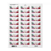 ピンク緑の水色の花ヴィンテージフローラシック ラベル (フルシート)