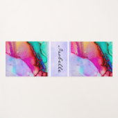 ピンク緑の紫のモダン抽象芸術水色 ヨガマット (正面(横))
