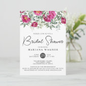 ピンク緑の花ブライダルシャワー 招待状 (スタンド正面)