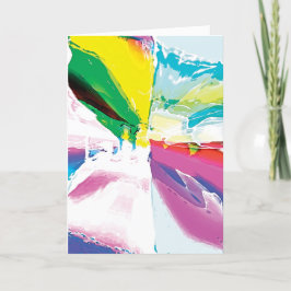 ピンク緑の黄色の青の白の非現実的な花C カード