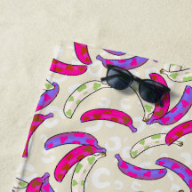 ピンク緑豊かなバナナビーチタオル