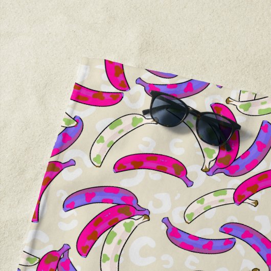 ピンク緑豊かなバナナビーチタオル ビーチタオル (インサイチュ)