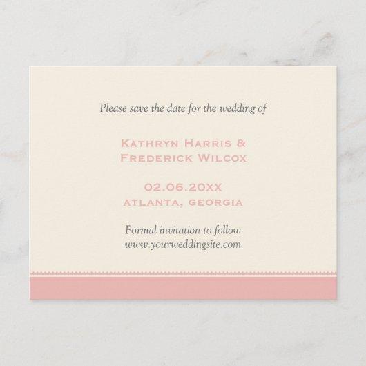ピンク縁どのカスタムウェディングは日付はがきを保存 案内ポストカード (正面)