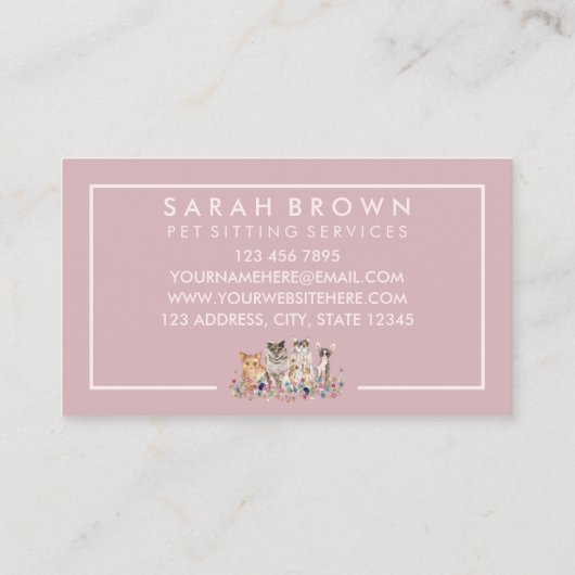 ピンク縁どのフローラフレーム猫 名刺 (裏面)