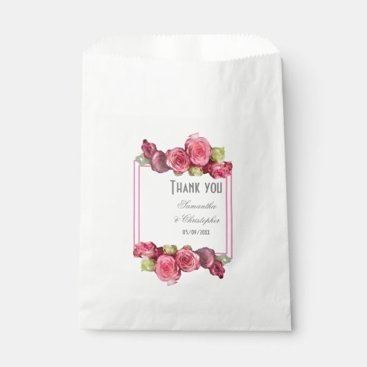 ピンク縁どのフローラ結婚の フェイバーバッグ (正面)