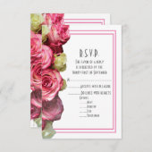 ピンク縁どのフローラ結婚の 出欠カード (正面/裏面)