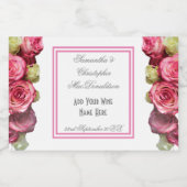 ピンク縁どのフローラ結婚花束 スパークリングワインラベル (シングルラベル)