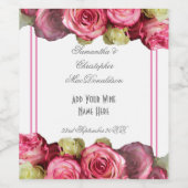 ピンク縁どのフローラ結婚花束 ワインラベル (シングルラベル)