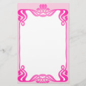 ピンク縁どアールヌーボー文房具 便箋 (正面)