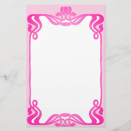 ピンク縁どアールヌーボー文房具 便箋 (正面)