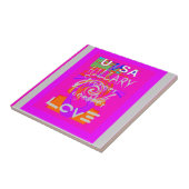 ピンク縁どヒリラインスピレーションアートプリント タイル (側面)