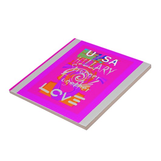 ピンク縁どヒリラインスピレーションアートプリント タイル (側面)