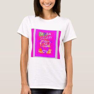 ピンク縁どヒリラインスピレーションアートプリント Tシャツ