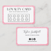ピンク縁どフェイクグリッターロイヤリティカード 名刺 (正面/裏面)