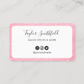 ピンク縁どフェイクグリッターロイヤリティカード 名刺 (裏面)