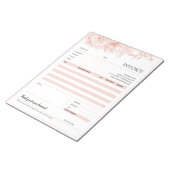 ピンク縁どフローラ小規模企業の請求書テンプレート ノートパッド (アングル)