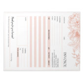 ピンク縁どフローラ小規模企業の請求書テンプレート ノートパッド (正面)
