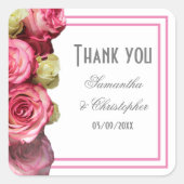 ピンク縁どロー結婚感謝していブライダル スクエアシール (正面)