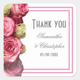 ピンク縁どロー結婚感謝していブライダル スクエアシール