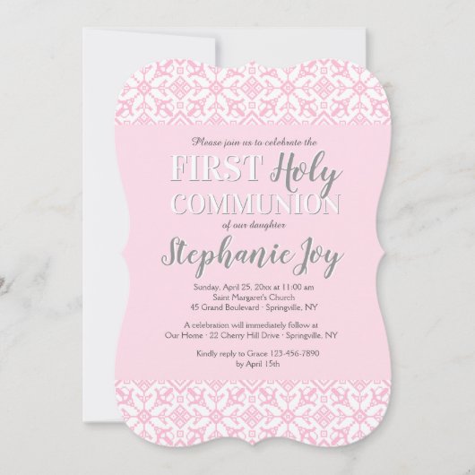 ピンク縁ど宗教招待状 招待状 (正面)