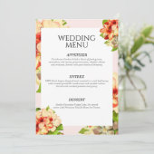 ピンク縁ど結婚フローラのメニュー 招待状 (スタンド正面)