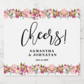 ピンク縁ど結婚フローラ ビールラベル (シングルラベル)